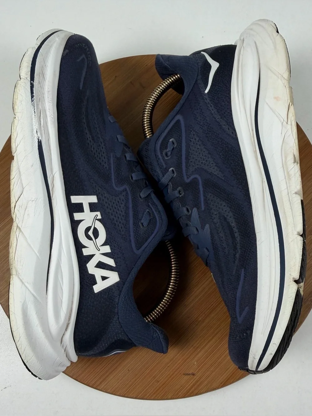 Hoka Clifton 10 Navy and White Cushioned Running Sneakers